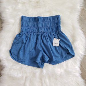 Free People Womens Shorts XS The Way Home Blue Extreme High Elastic Waist NEW